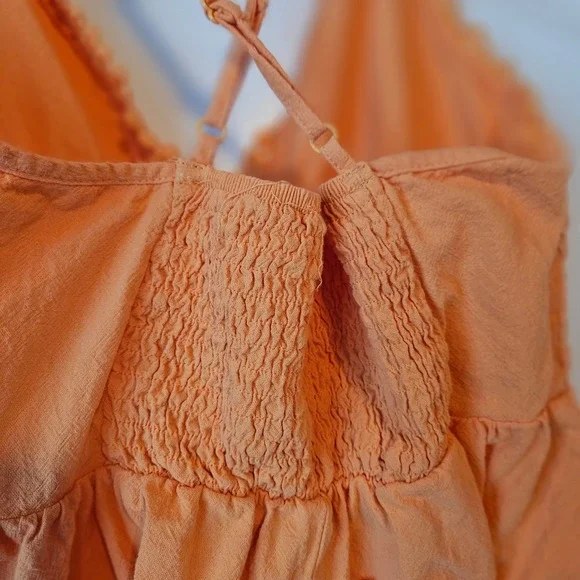 Babydoll Dress‎ Women's Size XS Orange Ruffle Strapless Y2K Style Shein Pastel - Picture 6 of 8